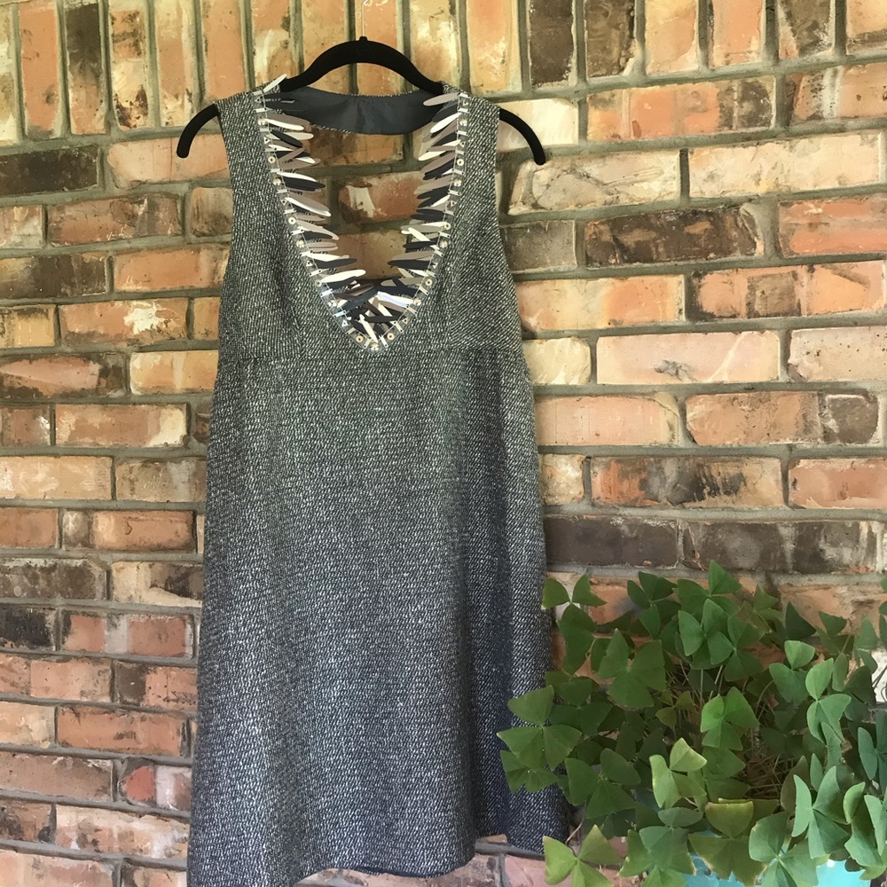 Anna Sui Gray Mini Dress with Silver Accents